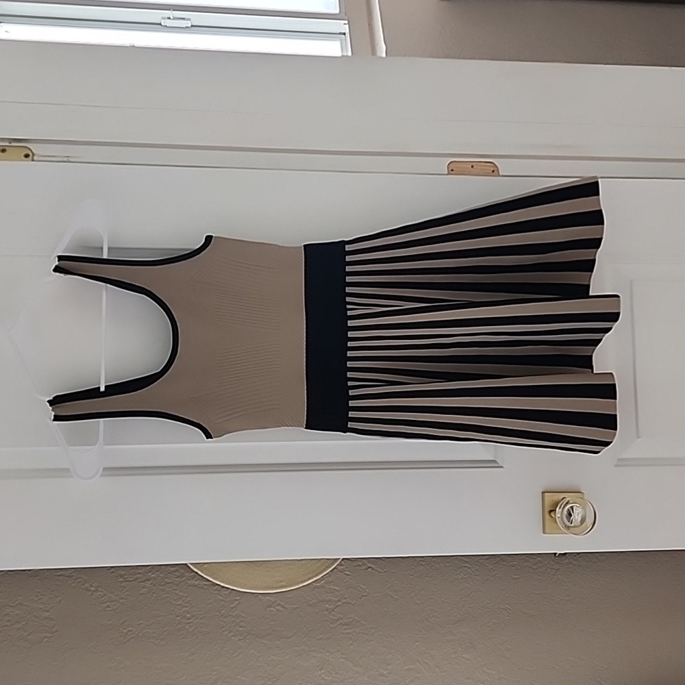 Guess Beige and Black Striped Dress Size S